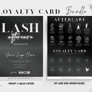 Cartão Lash Tech Loyalty Aftercare, modelo editável de cartão de fidelidade para cílios Cartão de desconto Lash, modelo de cartão para cuidados posteriores Lash, cuidados posteriores para cílios telefônicos