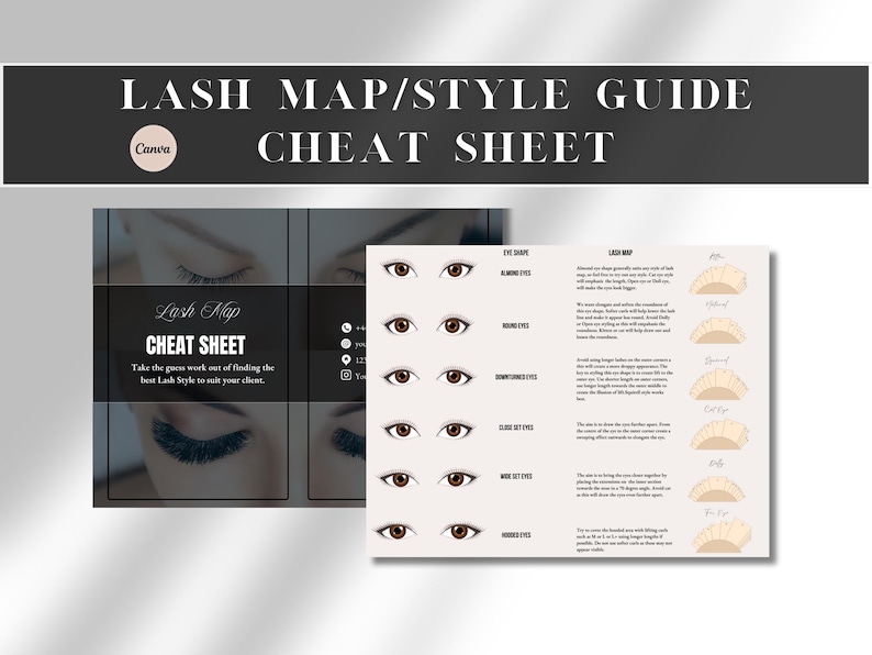 Lash Artist Cheat Sheet, Lash Map Style Guide, Lash Map Booklet - Etsy
