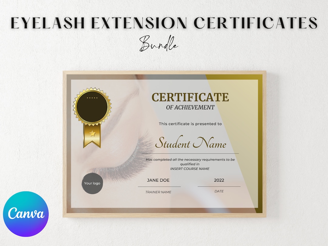 Lash Training Certificate Template: Beauty Certificate, Editable in ...
