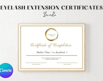Editable Lash Certificate Template, Resellable Canva Certificate ...
