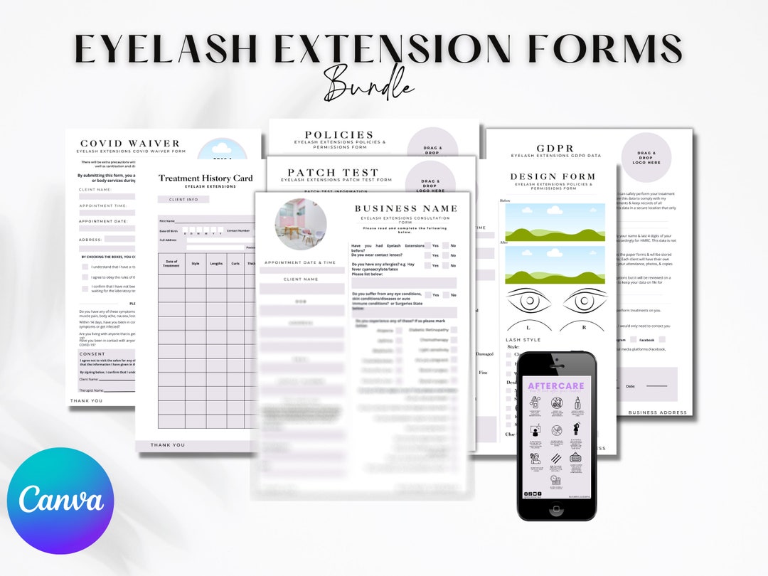 Editable Eyelash Extension Forms, Lash Tech Consultation (digital ...