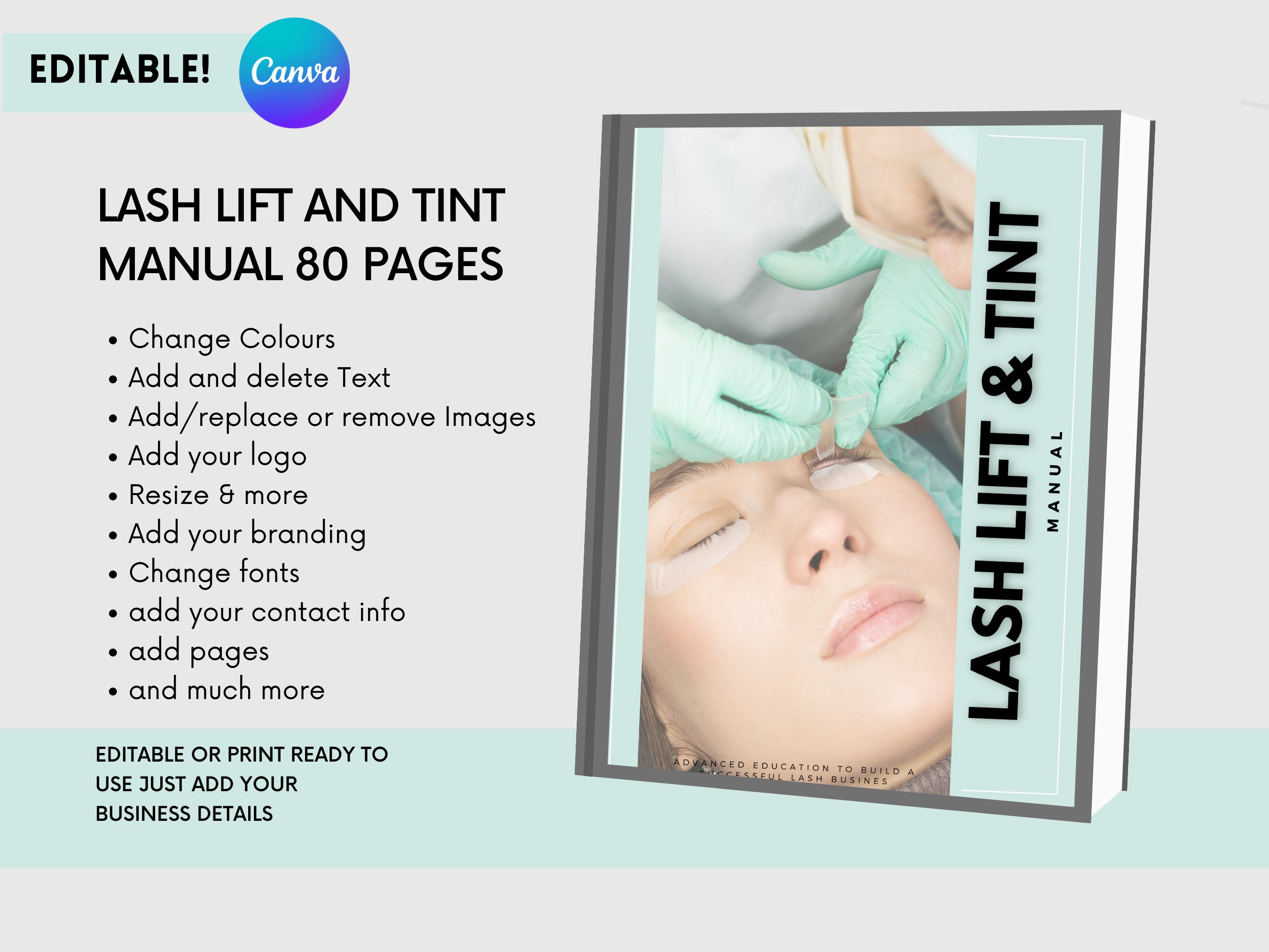Lash Lift and Tint Training Manual | Editable Lash Course Ebook (canva ...