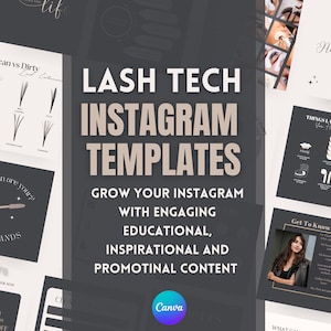 125 Charcoal Lash Tech Instagram Post Templates, Lash Artist Content , Lash Extension Posts, Instagram Posts, Lash Quotes, Social Media