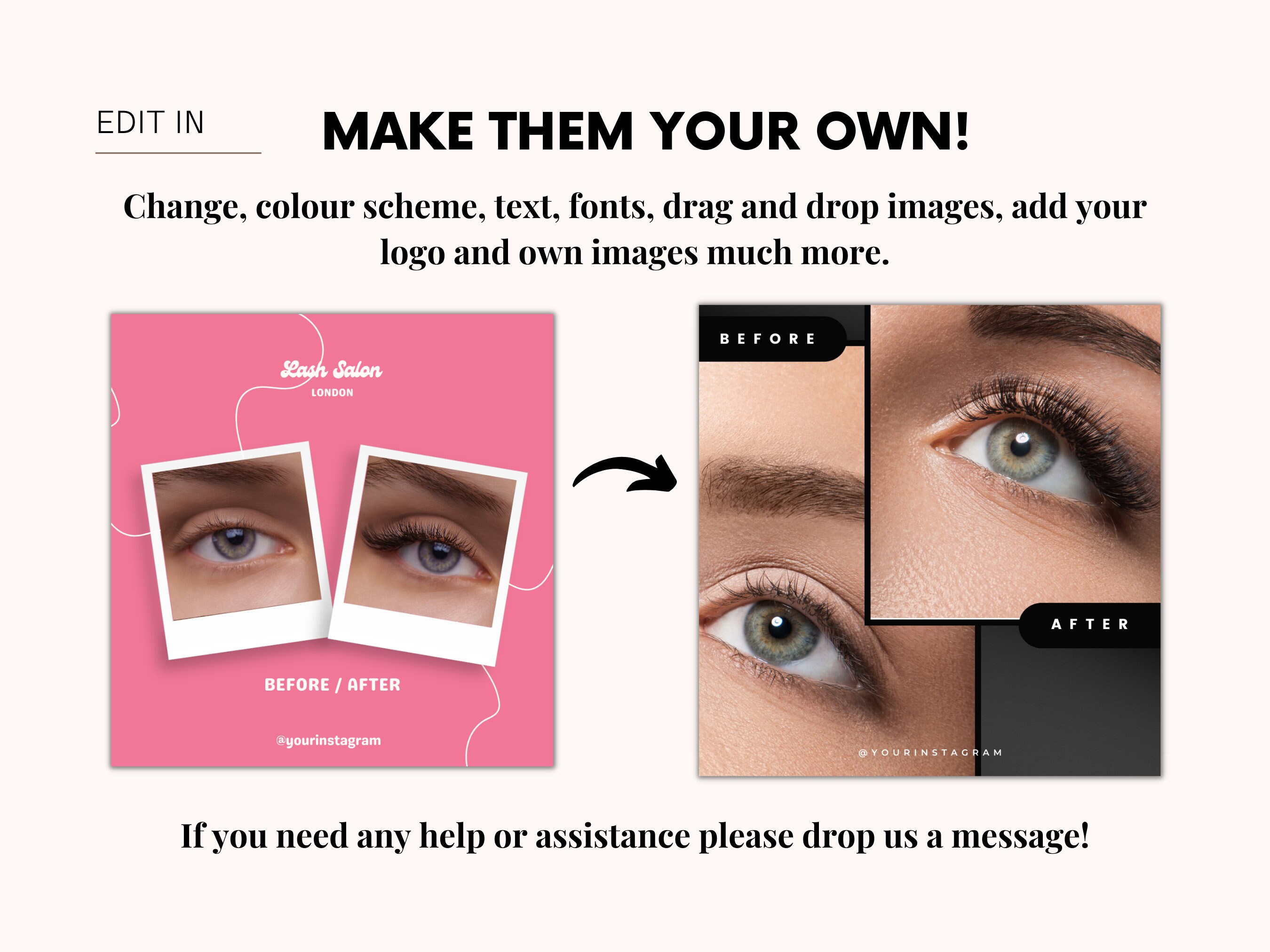 Lash Tech Instagram Post Templates | 150 Eyelash Extension Posts (canva ...
