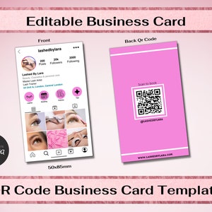 Editable Instagram Business Card, IG Business Card, Lash Tech Business Card, QR code Business Card, Business Card Template, QR Code template
