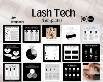 Lash Tech Instagram Post Templates, Lash Stylist Social Media (120+ Canva)