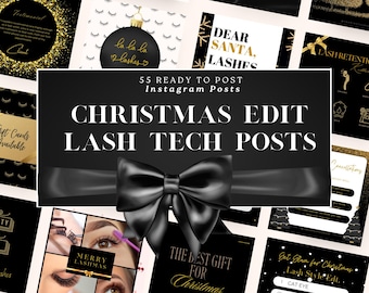 Christmas Lash Tech Instagram Templates: Lash Quotes, Branding (Canva)