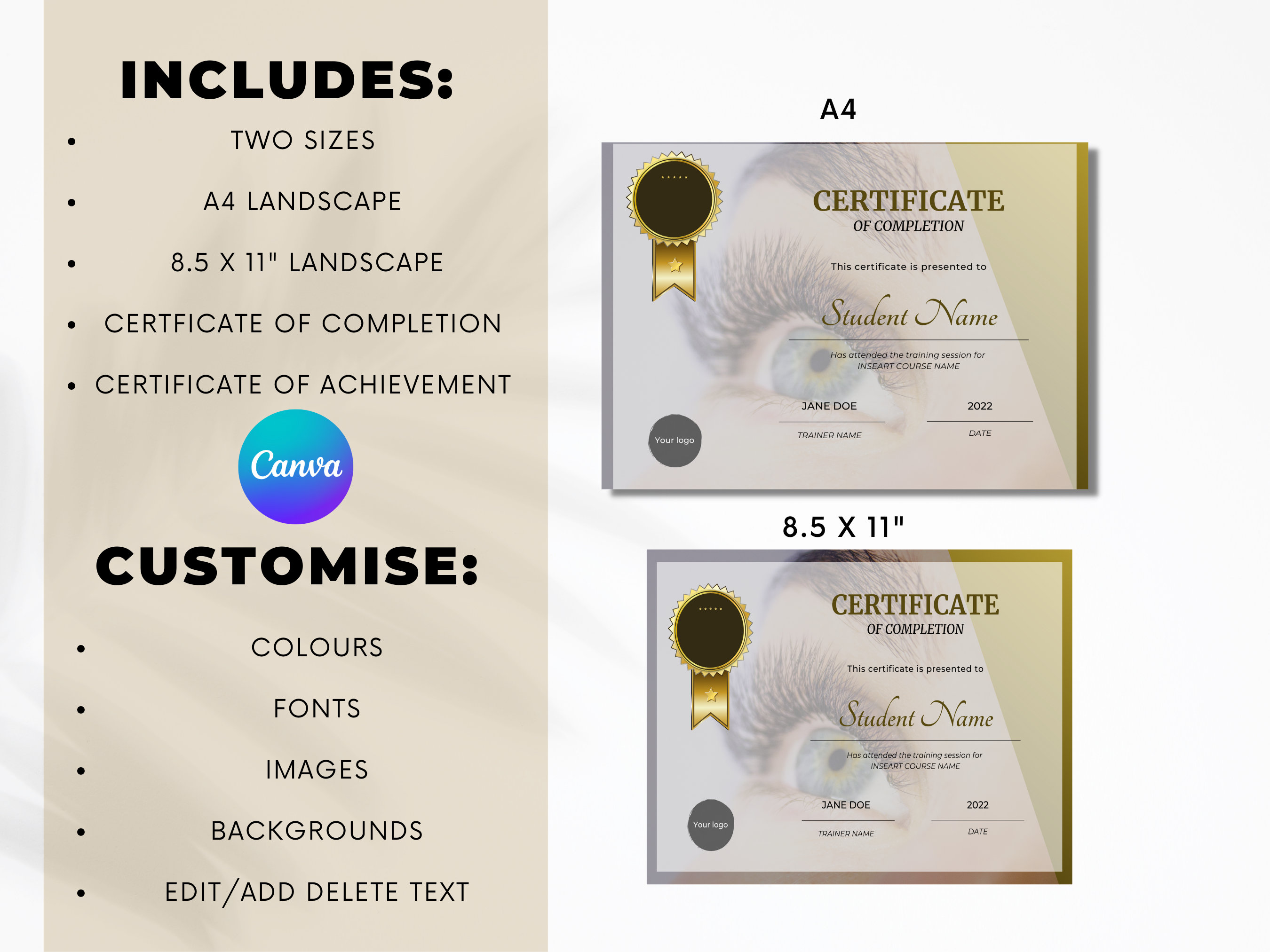 Lash Training Certificate Template: Beauty Certificate, Editable in ...