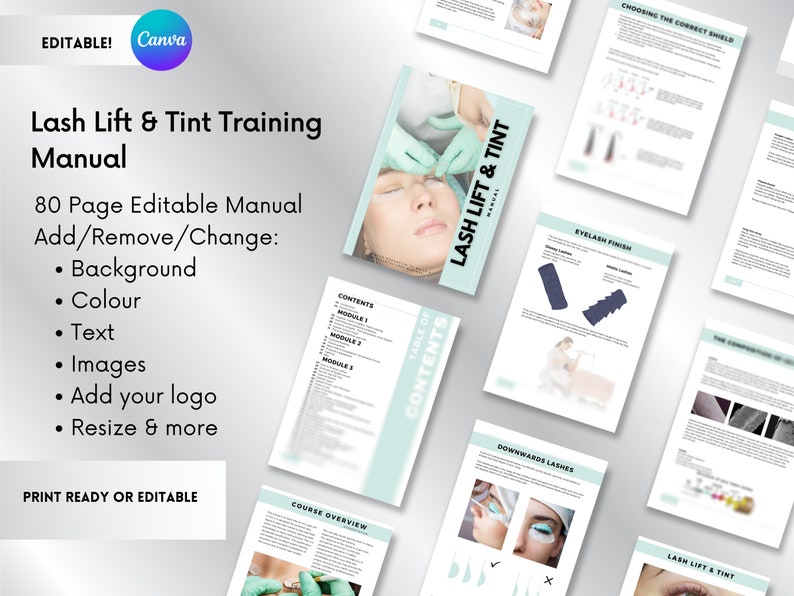 Lash Lift and Tint Training Manual | Editable Lash Course Ebook (canva ...
