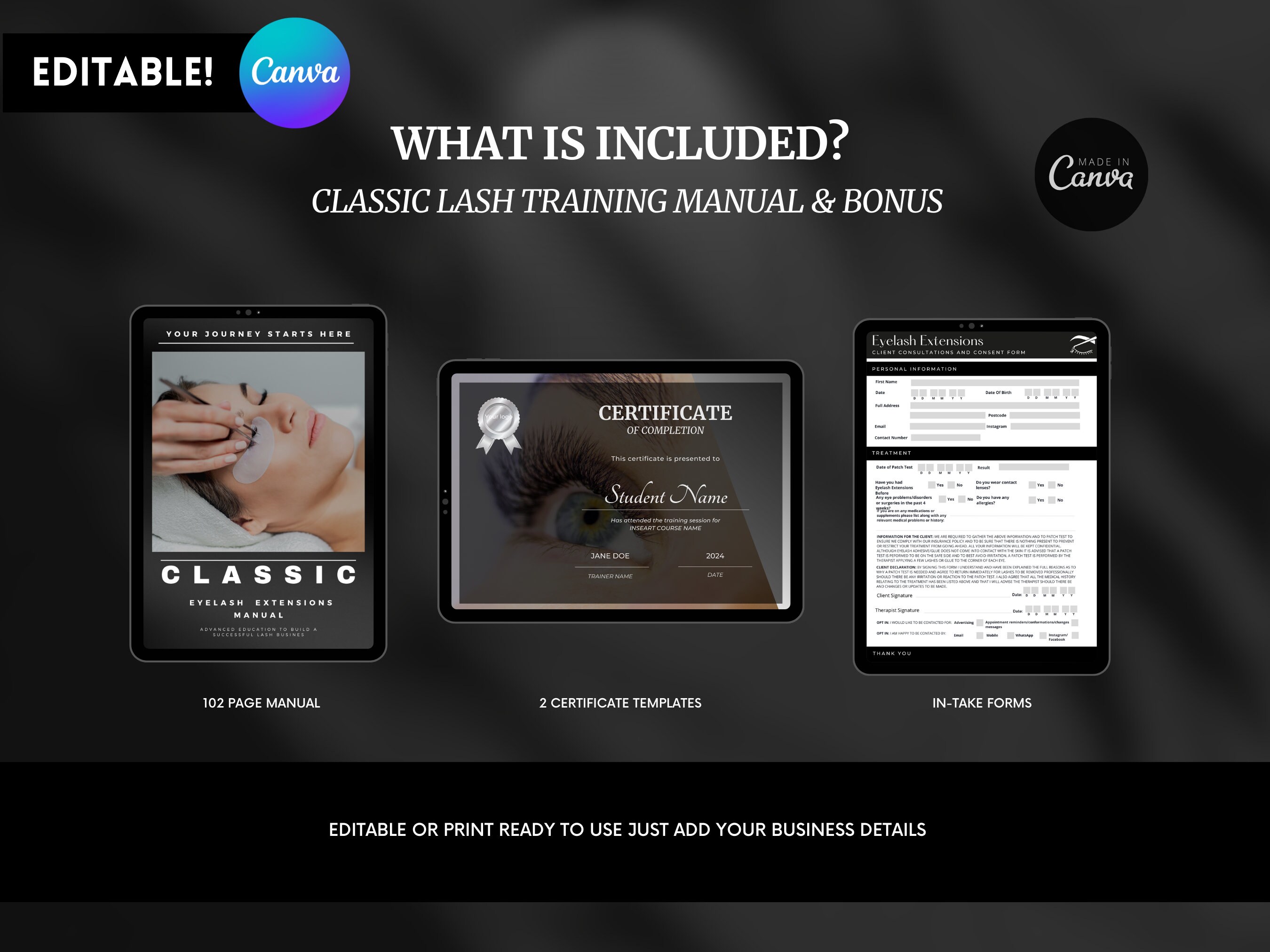 Classic Lash Extension Training Manual: Editable Canva Template - Etsy
