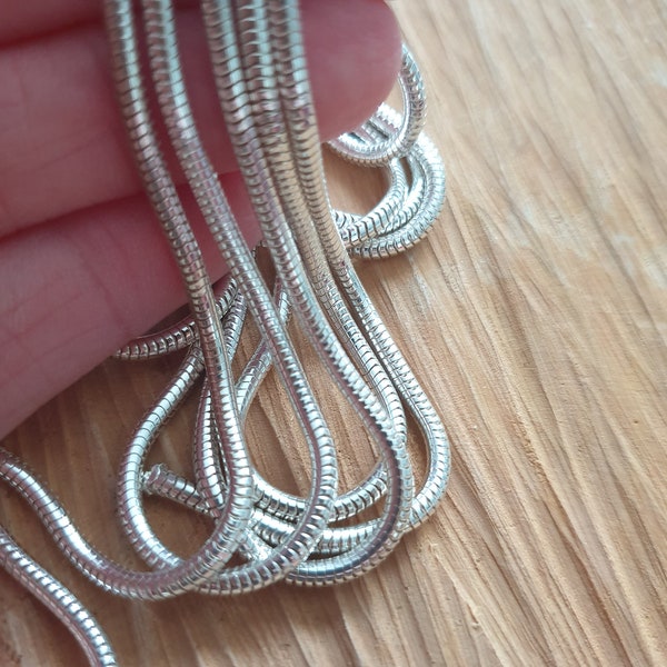 Cadena de serpiente de diamante de plata de ley de 2 mm de espesor de 14 a 50 pulgadas