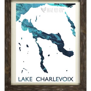 Lake Charlevoix Print, Charlevoix Map, Charlevoix, Lake Map, Michigan, East Jordan, Boyne, Boat, Great Lakes, Nautical, Home Decor