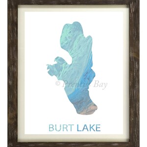 Burt Lake Print, Cheboygan County, Indian River, Maple River, Crooked River, Topinabee, Alanson, Boot, Große Seen, nautische, Home Decor