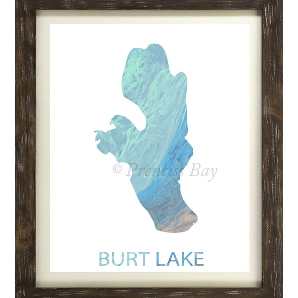 Burt Lake Print, Cheboygan County, Indian River, Maple River, Crooked River, Topinabee, Alanson, Boat, Great Lakes, Nautical, Home Decor