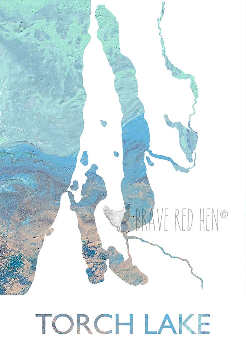 Torch Lake Print Torch Lake Map Lake Map Elk Lake Etsy