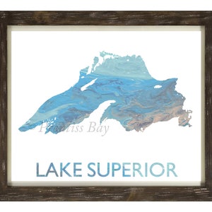 Lake Superior Print, Lake Superior Map, Lake Map, Michigan, Great Lakes, Upper Peninsula, Marquette, Sault Ste Marie, Thunder Bay, Nautical