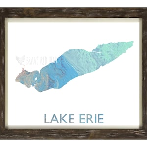 Lake Erie Print, Lake Erie Map, Lake Map, Michigan, Great Lakes, Detroit, Toledo, Buffalo, Niagara Falls, Nautical, Home Decor