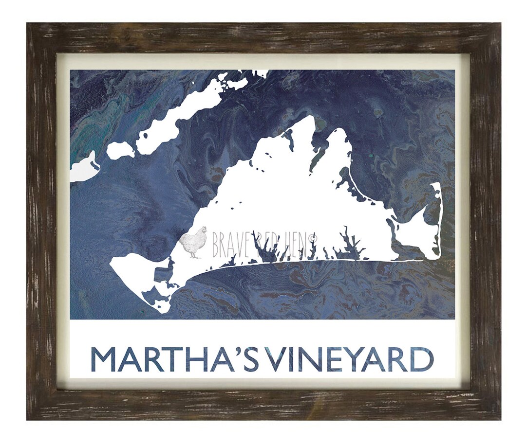 Martha's Vineyard Art Print Nautical Map Chappaquiddick Etsy
