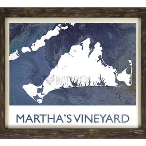 Martha Weinberg Kunstdruck, nautische Karte, Chappaquiddick, Edgartown, Aquinnah, Chilmark, Massachusetts, Cape Cod, Atlantischer Ozean, nautische