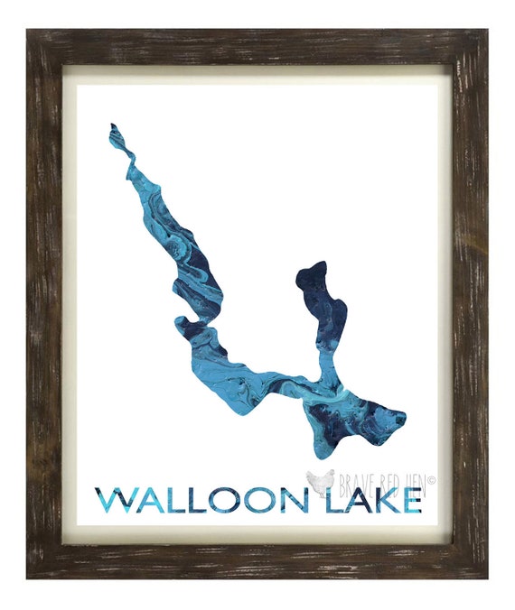 Walloon Lake Print Walloon Map Lake Map Charlevoix Etsy