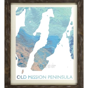 Alte Mission Halbinsel Druck, Lake Michigan, Grand Traverse Bay, Lake Karte, Traverse City, alte Mission, Elk Lake, nautische, Home Decor