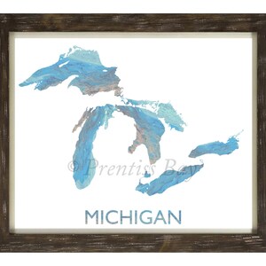 Michigan Lakes Print, Great Lakes Map, Michigan Map, Lake Huron, Lake Ontario, Lake Erie, Lake St. Clair, Lake Superior, Detroit, Nautical