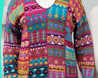 Vintage Casual Corner XL Patchwork Sweater