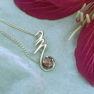 Handmade Sterling Silver Rhodolite Garnet Pendant with Chain  FREE SHIPPING