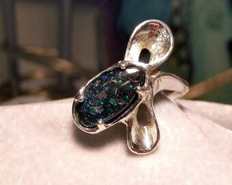 Unique Sterling Silver Boulder Opal Ring FREE SHIPPING