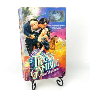 Texas Gamble by Vivian Vaughan 1990 Zebra Romance Paperback w/Clinch Cover