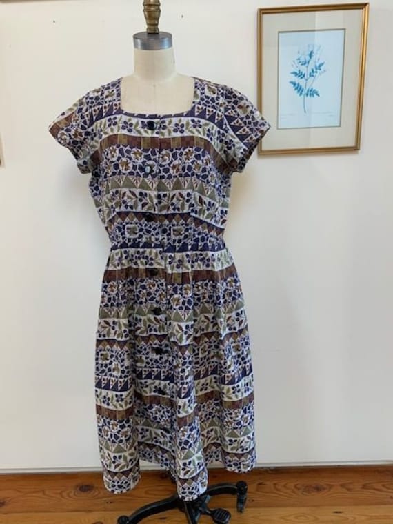 1950's Batik Dress Size L
