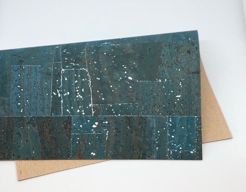Light Turquoise with silver streaks Cork Fabric 0.85mm