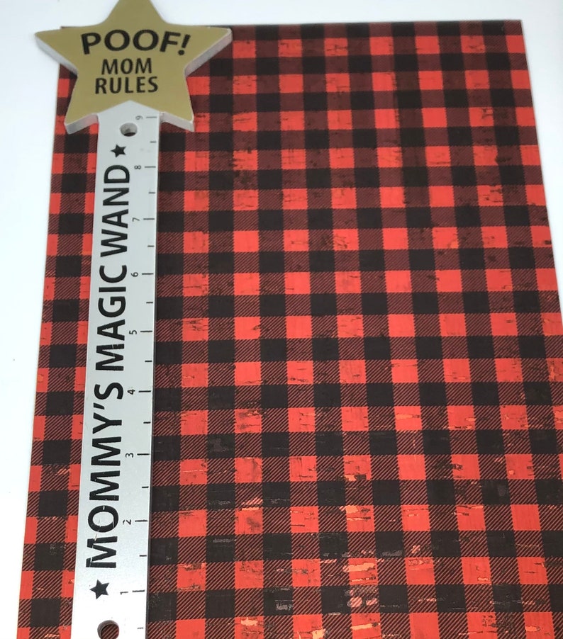 Buffalo Plaid With Metallic Splash Cork Fabric 0.8mm New