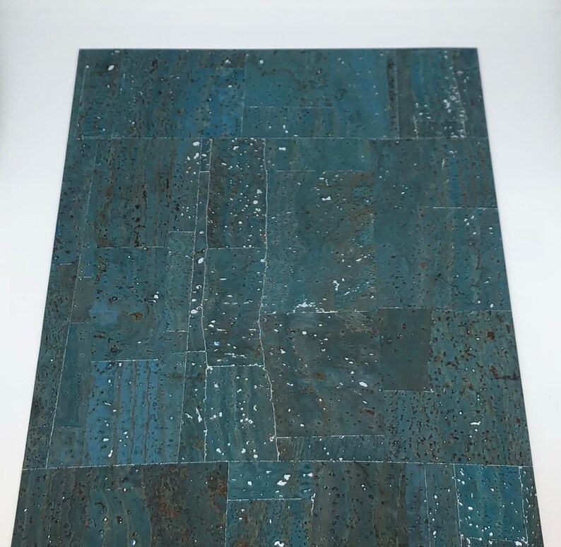 Light Turquoise with silver streaks Cork Fabric 0.85mm