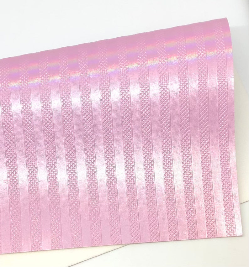 Last Chance!!!Dark Pink Iridescent Embossed Stripes 8x11 faux leather 0.8mm