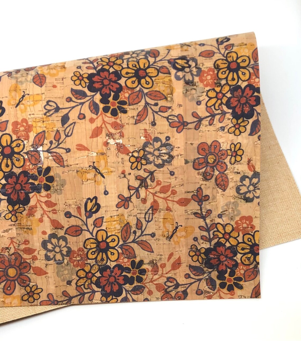 Cute Floral Cork Fabric 0.9mm Etsy