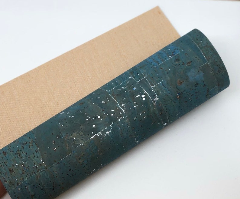 Light Turquoise with silver streaks Cork Fabric 0.85mm