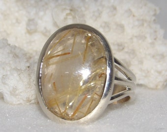 Sterling Silver Rutilated Quartz ring, Quartz Ring, Mothers Day, Gift For Her, Rutilated Quartz,