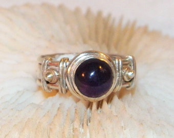 1990s Sterling Silver Ring With Amethyst, Size 7.5 Ring From Nepal