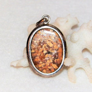 Sterling Silver Estate Pendant With Jasper Inlay, 925 Vintage Jasper Pendant, Gemstone Necklace