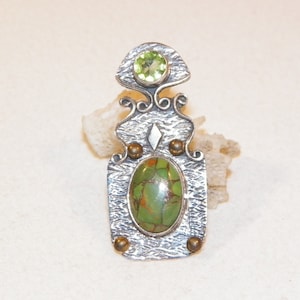 Sterling Silber Mojave Türkis Anhänger mit Peridot, Geschenk für sie, Southwestern Style Anhänger, Mohave Türkis Anhänger, Boho Style