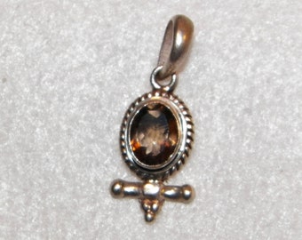Pendentif topaze fumée en argent sterling, pendentif topaze fumée, pendentif quartz fumé sterling