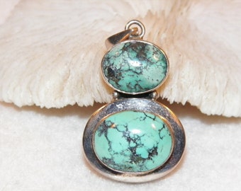 Colgante de turquesa en plata de ley, colgante del antiguo suroeste, colgante de turquesa 925, collar de turquesa