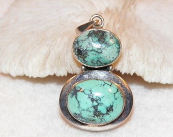 Sterling Silver Turquoise Pendant, Old Southwestern Pendant, 925 Turquoise Pendant, Turquoise Necklace