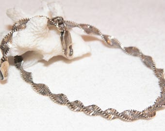 Vintage 925 Sterling Silver Bracelet Italy Silver Twist Chain