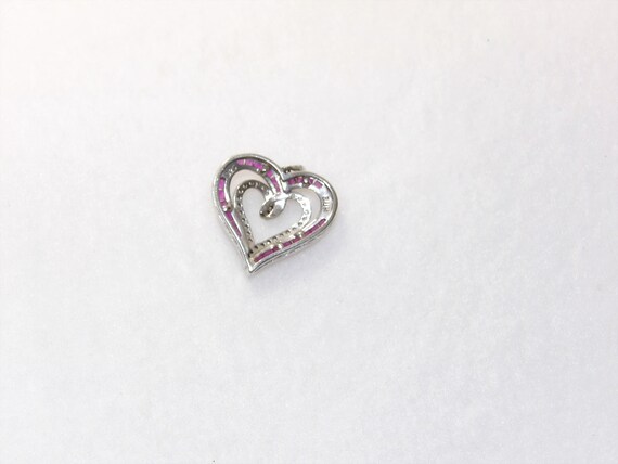 Sterling silver ruby heart pendant, Valentines da… - image 6