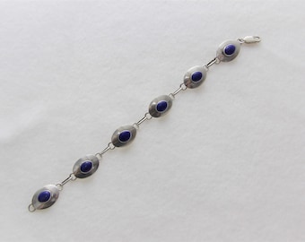 Sterling Silver Lapis Lazuli Southwestern Style Bracelet, Boho Style Lapis Bracelet, Mother's Day gift, Gift for Her, Blue Gemstone Bracelet