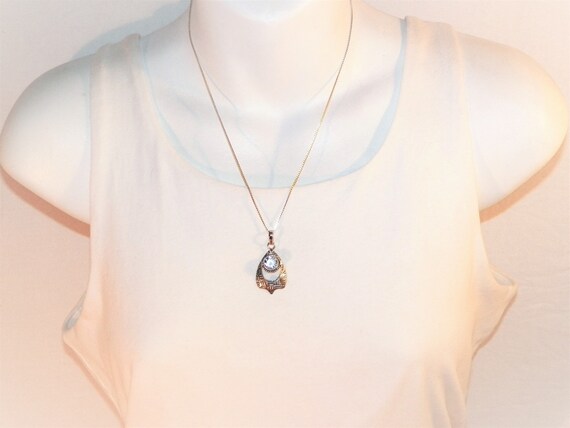 Unique Sterling Silver Pendant With Clear Stone, - image 8