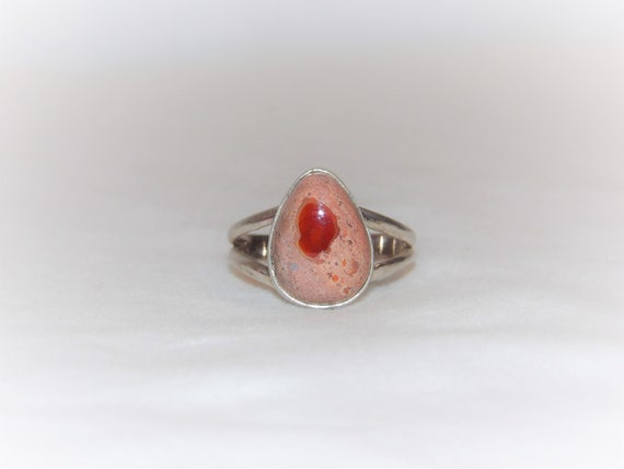 Sterling Silver Fire Opal Ring, Mexican Fire Opal