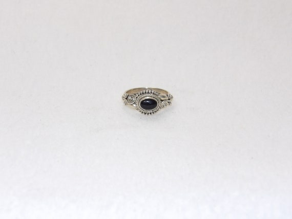 Sterling Silver Black Onyx Ring, Solid 925 Real B… - image 1